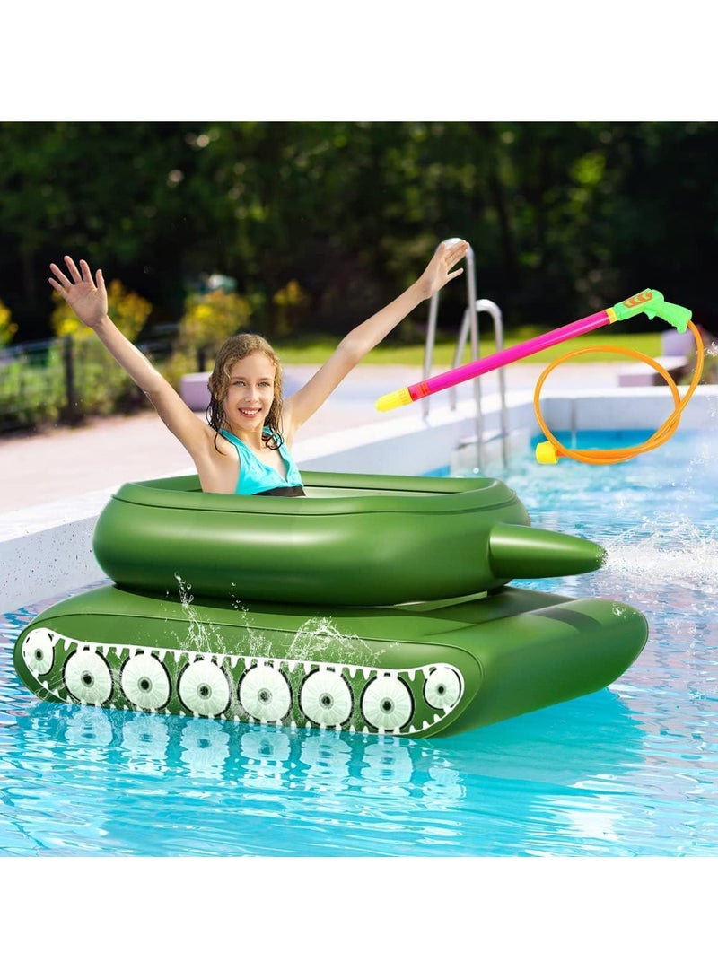 Tank Inflatable Pool Floats, Pool Floaties with Water Squirt Gun, Inflatable Tank Float with Cannon for Kids and Adults, Giant Inflatable Pool Floats for Adults
