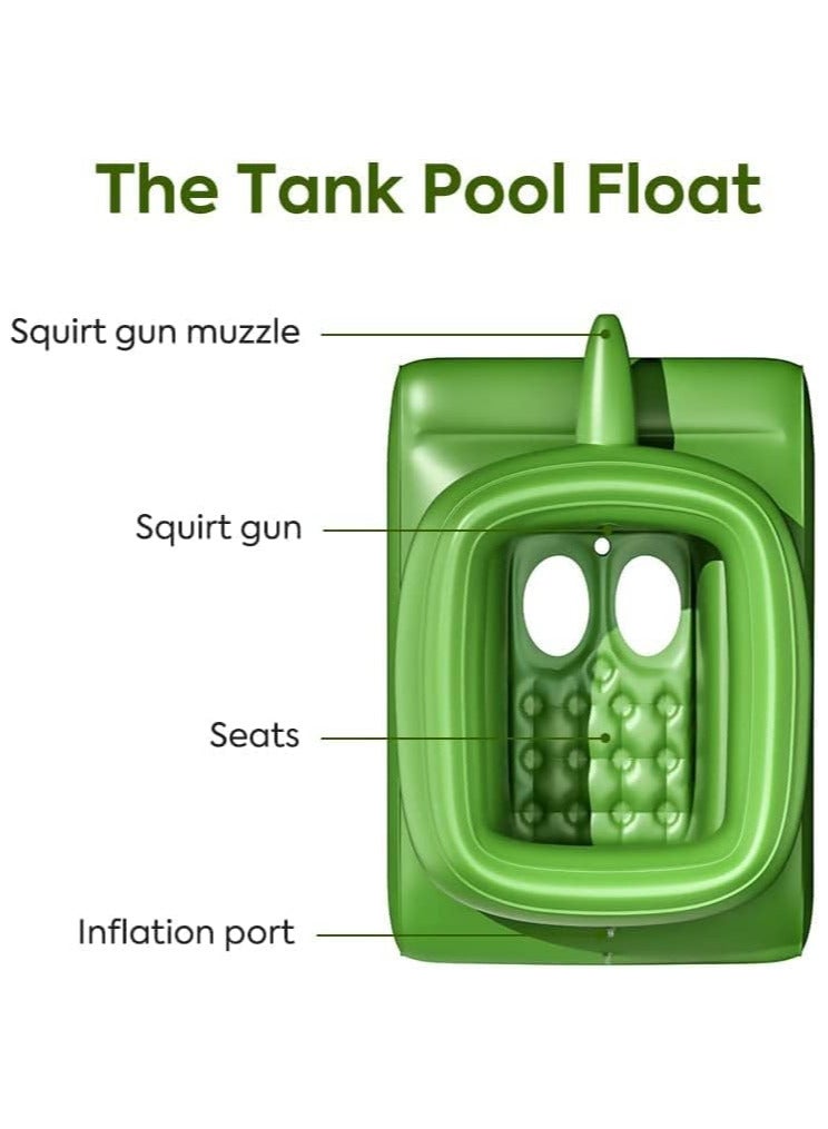 Tank Inflatable Pool Floats, Pool Floaties with Water Squirt Gun, Inflatable Tank Float with Cannon for Kids and Adults, Giant Inflatable Pool Floats for Adults