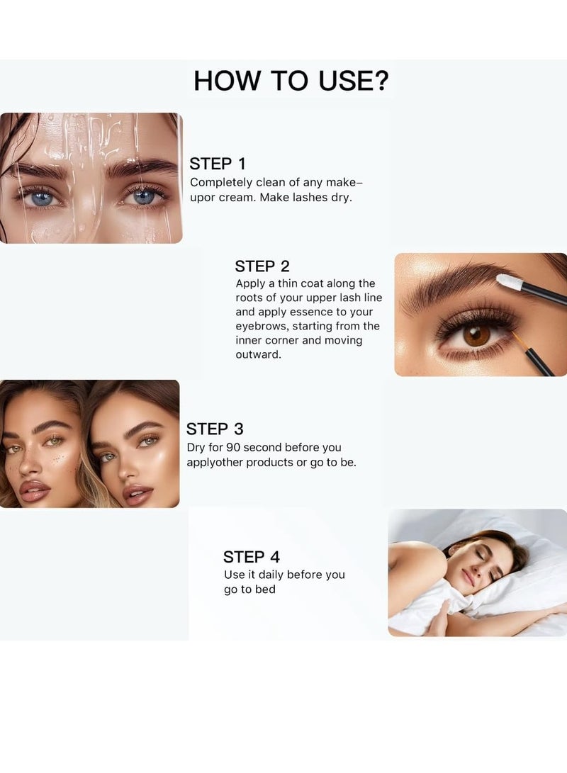 Eyelash and Brow Serum Set Eyelash Growth Serum and Eyebrow Growth Serums Set Lash Serum Eyebrow Enhancer Serum Gentle Formula for Longer Fuller and Thicker Flexible Lashes 2x3ml