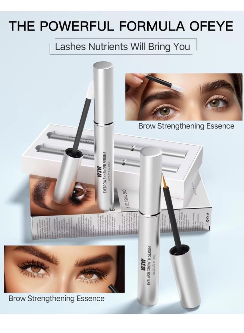 Eyelash and Brow Serum Set Eyelash Growth Serum and Eyebrow Growth Serums Set Lash Serum Eyebrow Enhancer Serum Gentle Formula for Longer Fuller and Thicker Flexible Lashes 2x3ml