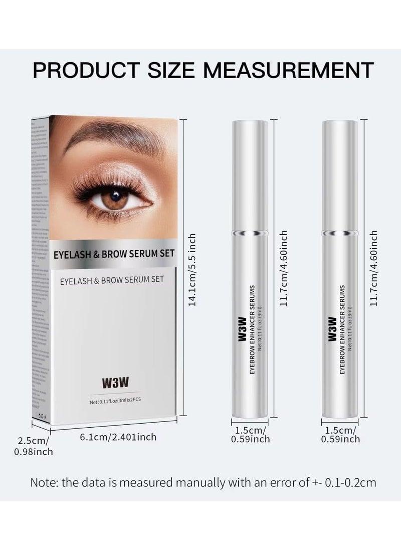 Eyelash and Brow Serum Set Eyelash Growth Serum and Eyebrow Growth Serums Set Lash Serum Eyebrow Enhancer Serum Gentle Formula for Longer Fuller and Thicker Flexible Lashes 2x3ml