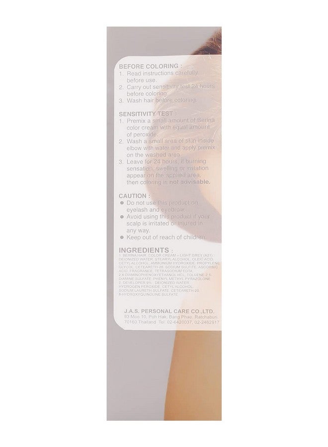 Permanent Hair Dye Color Cream A21 Light Grey Cool Hot Crezy Fashions