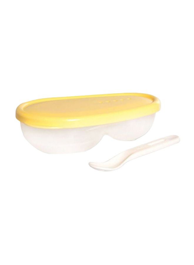 Feeding Dish With Lid And Spoon, 6+ M - Yellow/Clear