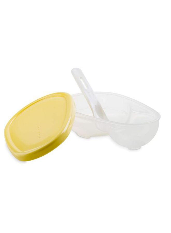 Feeding Dish With Lid And Spoon, 6+ M - Yellow/Clear