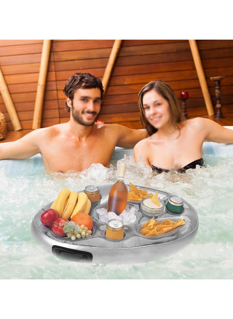 Inflatable Beer Table Pool Float Summer Water Party Air Mattress Ice Bucket Serving Salad Bar Tray Food Drink Holder,Indoor Outdoor BBQ Picnic Pool Party Supplies