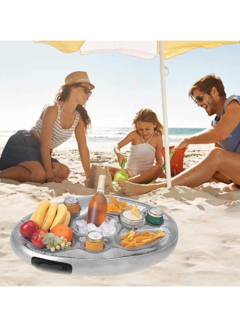 Inflatable Beer Table Pool Float Summer Water Party Air Mattress Ice Bucket Serving Salad Bar Tray Food Drink Holder,Indoor Outdoor BBQ Picnic Pool Party Supplies