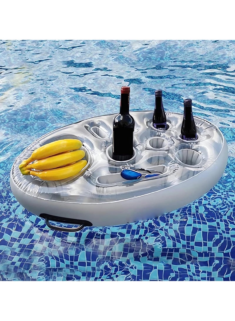 Inflatable Beer Table Pool Float Summer Water Party Air Mattress Ice Bucket Serving Salad Bar Tray Food Drink Holder,Indoor Outdoor BBQ Picnic Pool Party Supplies