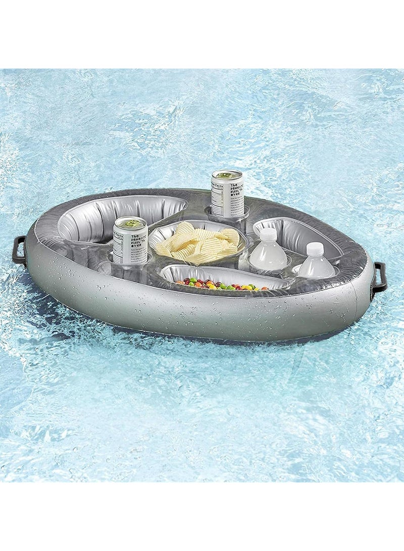 Inflatable Beer Table Pool Float Summer Water Party Air Mattress Ice Bucket Serving Salad Bar Tray Food Drink Holder,Indoor Outdoor BBQ Picnic Pool Party Supplies