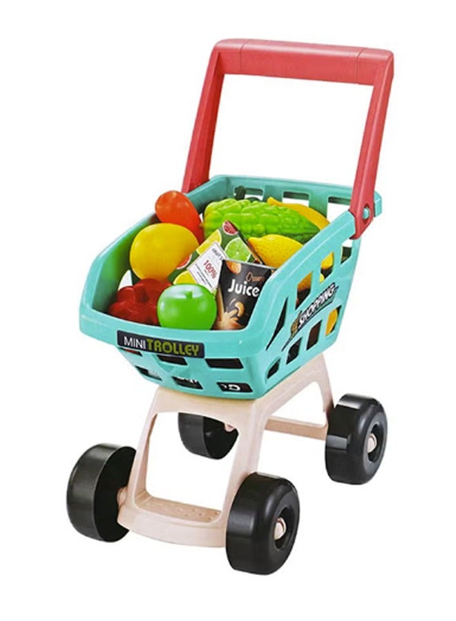 47-Piece Home Supermarket Accessories With Trolley Role Play Set Toy For Kids 79x34x53cm