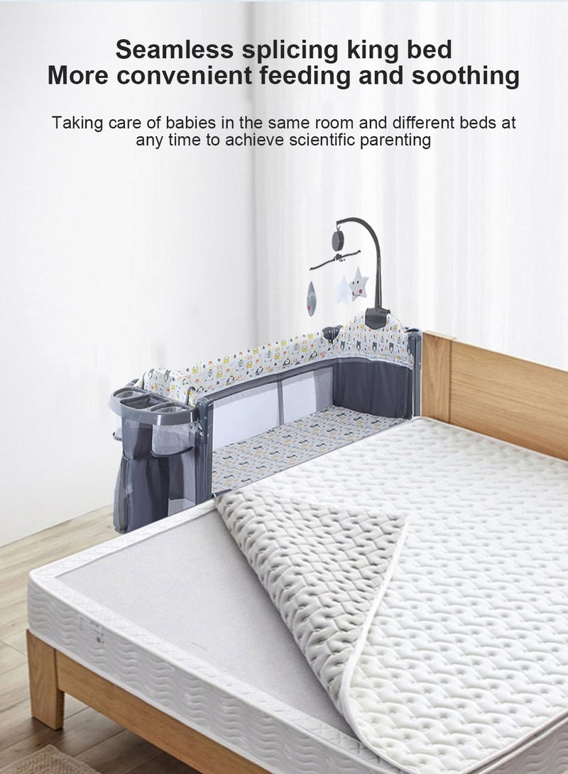 5-in-1 Pack and Play, Baby Bedside Sleeper with Bassinet, Multifunction Bedside Crib from Newborn to Toddlers