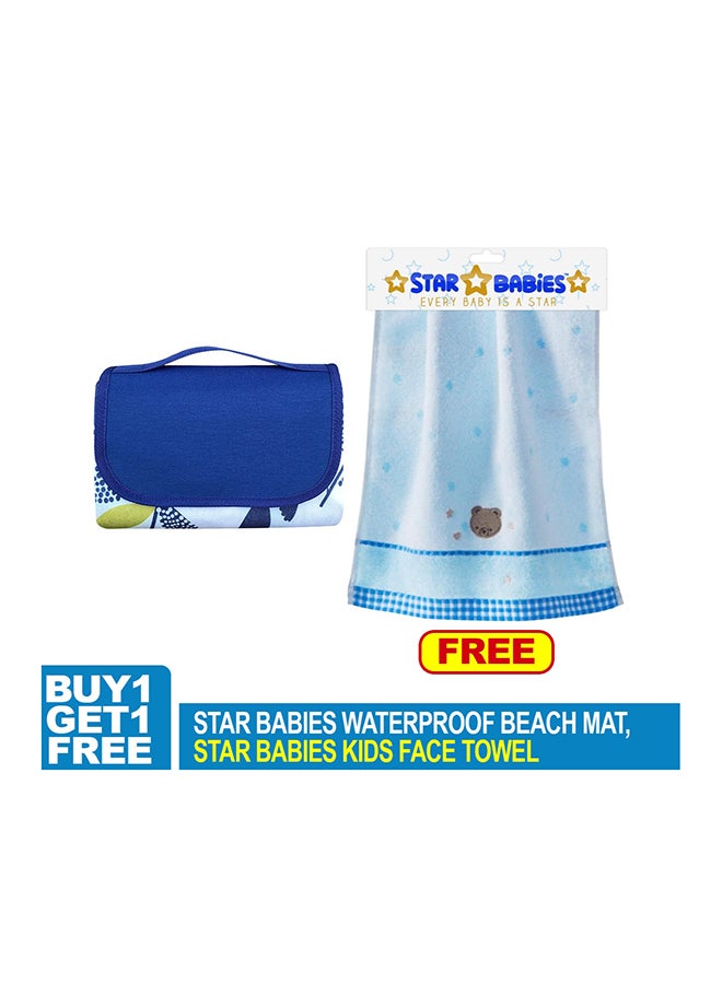 Star Babies Combo Pack of 2 (Waterproof beach mat with Face towel)-Blue