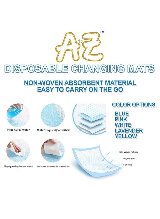 A to Z  Disposable Changing Mats - 45 x 60cm - Large Pack of 50 - Blue/Pink/White-Rainbow