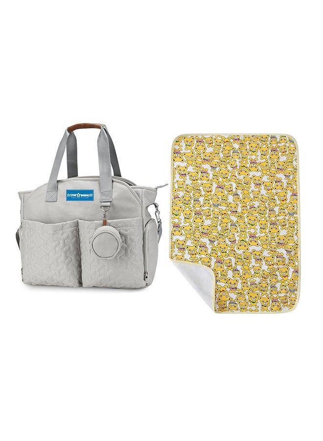 Combo Pack Of 2 Diaper Portable Bag With Reusable Changing Mat Bear - Yellow