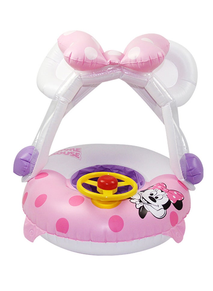 Baby Swimming Ring, Minnie Baby Swimming Ring with Sun Protection, Baby Pool Swimming Ring, Inflatable Swimming Ring, for Children from 6 Months to 48 Months