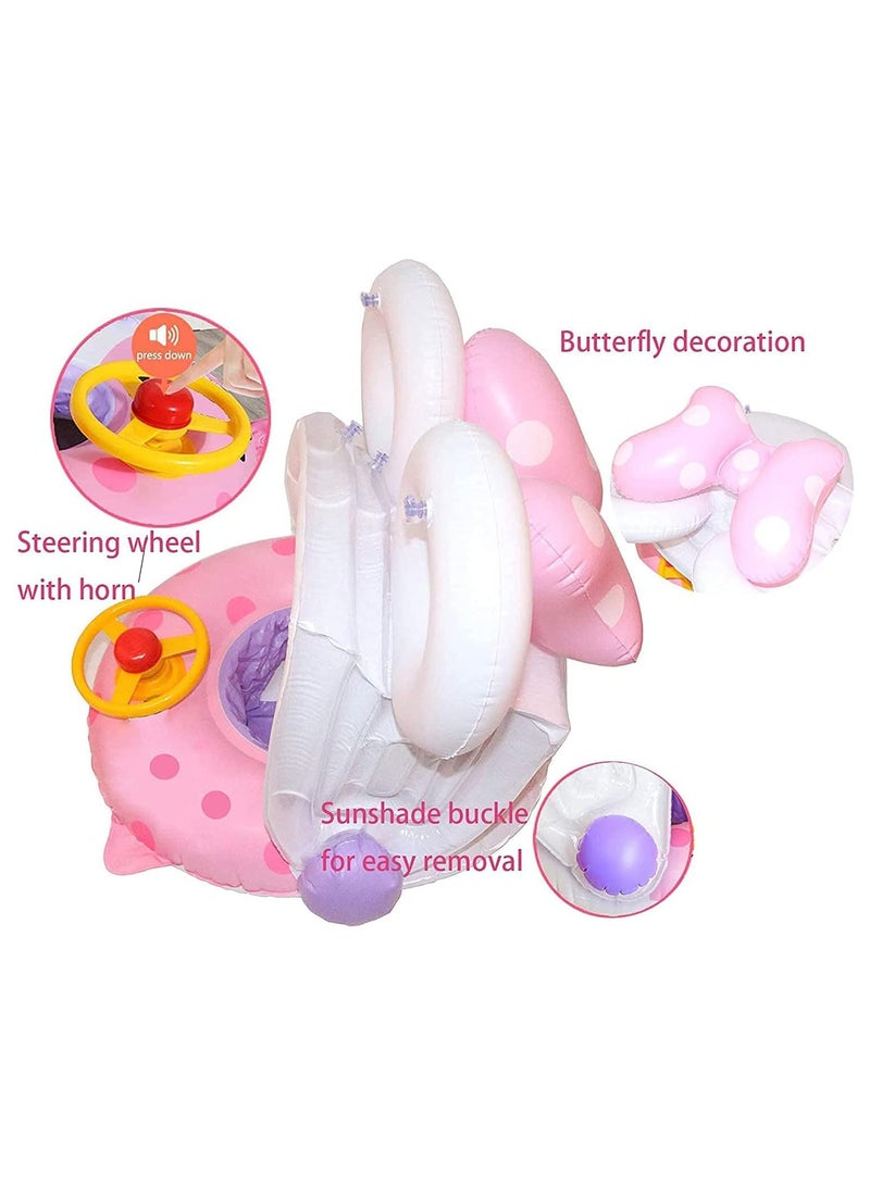 Baby Swimming Ring, Minnie Baby Swimming Ring with Sun Protection, Baby Pool Swimming Ring, Inflatable Swimming Ring, for Children from 6 Months to 48 Months