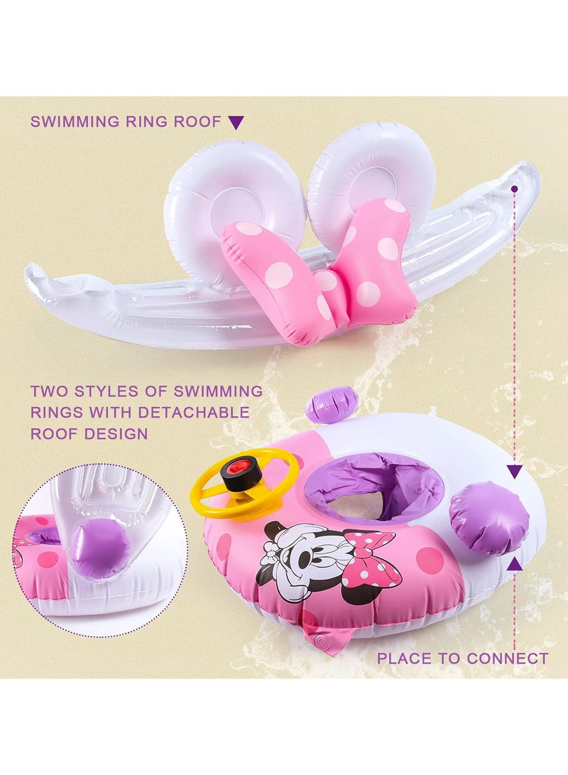Baby Swimming Ring, Minnie Baby Swimming Ring with Sun Protection, Baby Pool Swimming Ring, Inflatable Swimming Ring, for Children from 6 Months to 48 Months