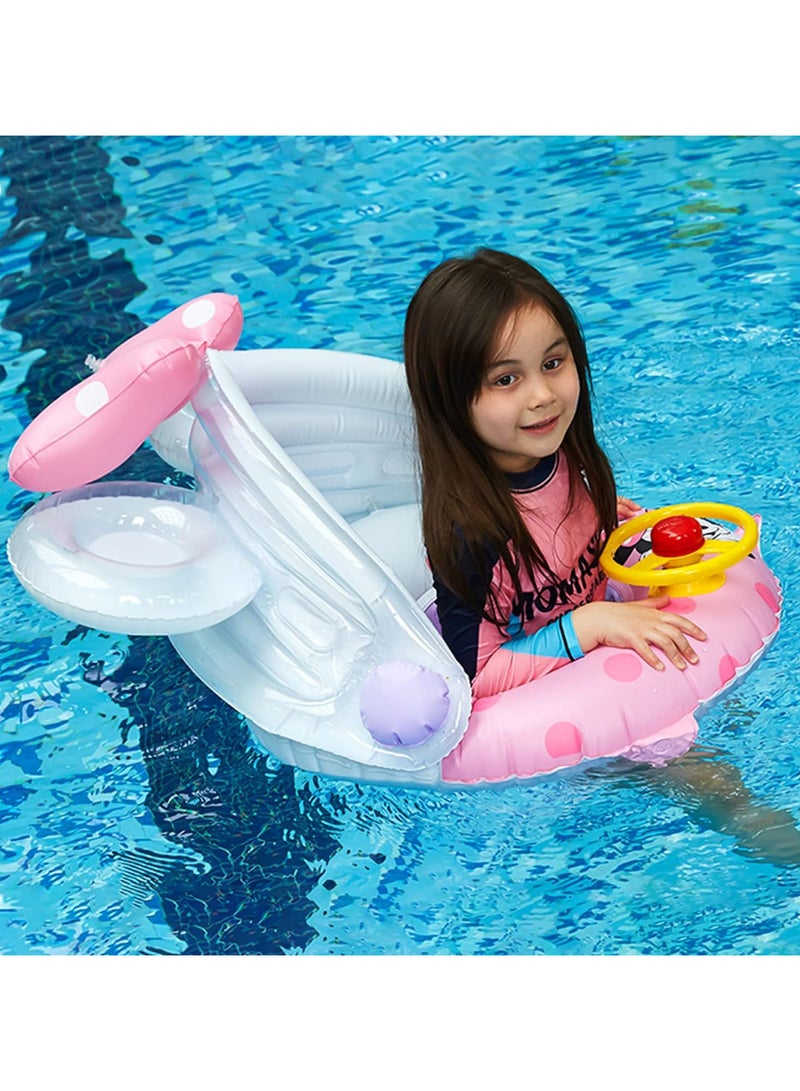 Baby Swimming Ring, Minnie Baby Swimming Ring with Sun Protection, Baby Pool Swimming Ring, Inflatable Swimming Ring, for Children from 6 Months to 48 Months