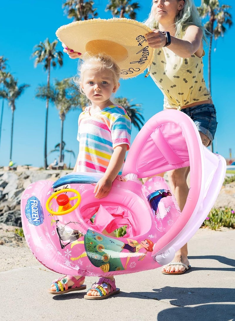 Baby Swimming Ring, Minnie Baby Swimming Ring with Sun Protection, Baby Pool Swimming Ring, Inflatable Swimming Ring, for Children from 6 Months to 48 Months