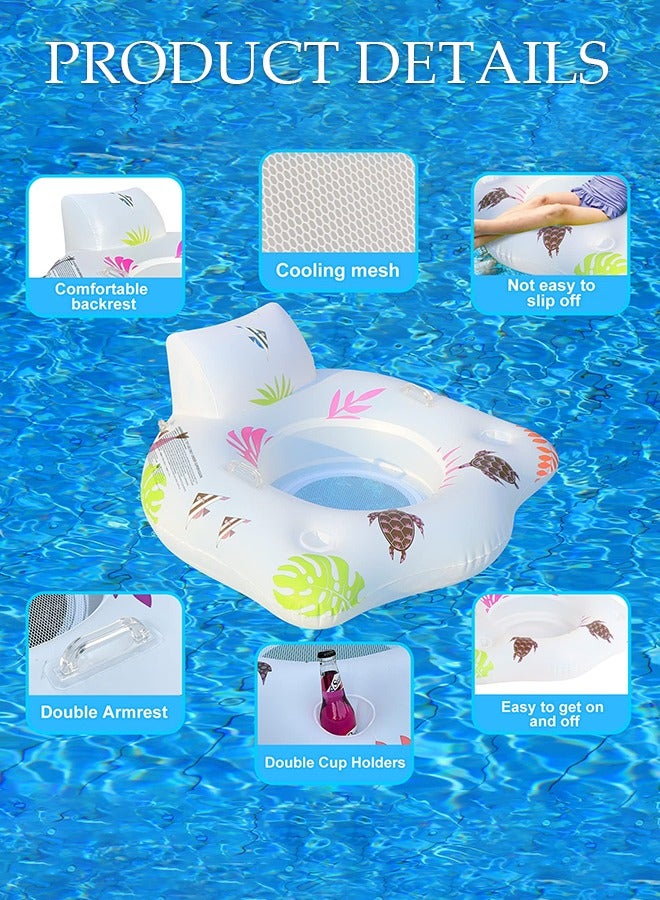 Pool Floats with Solar Light, Inflatable Pool Float Rafts for Men and Women, Water Inflatable Hole Floats Rafts Adult Swimming Pool Reclining Chair Float Bed, Cooling Pool Float Summer Party Floats