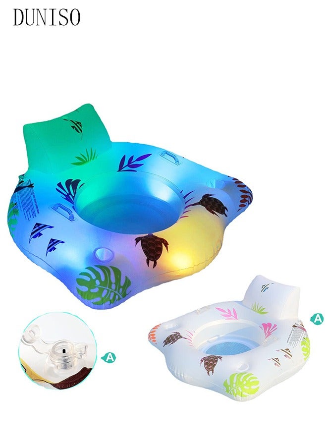 Pool Floats with Solar Light, Inflatable Pool Float Rafts for Men and Women, Water Inflatable Hole Floats Rafts Adult Swimming Pool Reclining Chair Float Bed, Cooling Pool Float Summer Party Floats