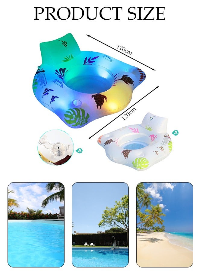 Pool Floats with Solar Light, Inflatable Pool Float Rafts for Men and Women, Water Inflatable Hole Floats Rafts Adult Swimming Pool Reclining Chair Float Bed, Cooling Pool Float Summer Party Floats