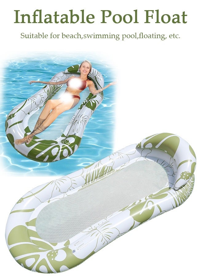 Inflatable Pool Float Lounger Raft for Adults and Kids, 160*90CM Floating Mat Inflatable Contour Lounger with Headrest Ultra-Comfort Cooling Pool Raft Floaty Toys