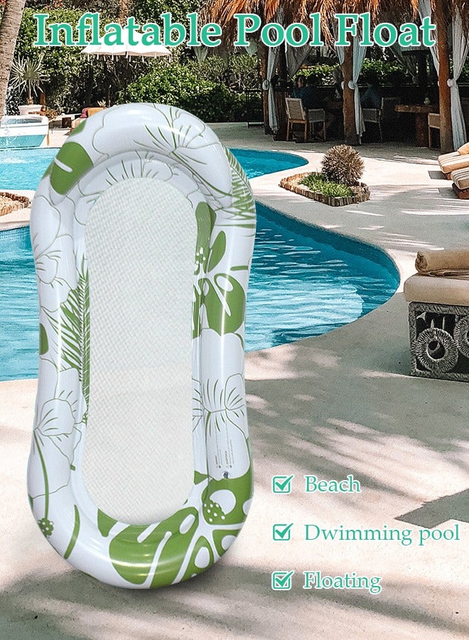 Inflatable Pool Float Lounger Raft for Adults and Kids, 160*90CM Floating Mat Inflatable Contour Lounger with Headrest Ultra-Comfort Cooling Pool Raft Floaty Toys