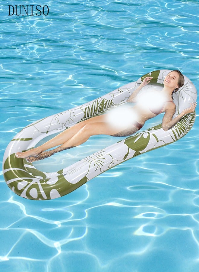 Inflatable Pool Float Lounger Raft for Adults and Kids, 160*90CM Floating Mat Inflatable Contour Lounger with Headrest Ultra-Comfort Cooling Pool Raft Floaty Toys