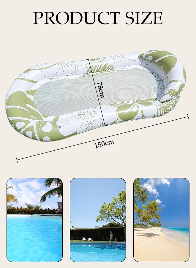 Inflatable Pool Float Lounger Raft for Adults and Kids, 160*90CM Floating Mat Inflatable Contour Lounger with Headrest Ultra-Comfort Cooling Pool Raft Floaty Toys