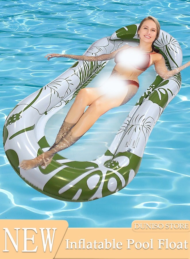Inflatable Pool Float Lounger Raft for Adults and Kids, 160*90CM Floating Mat Inflatable Contour Lounger with Headrest Ultra-Comfort Cooling Pool Raft Floaty Toys