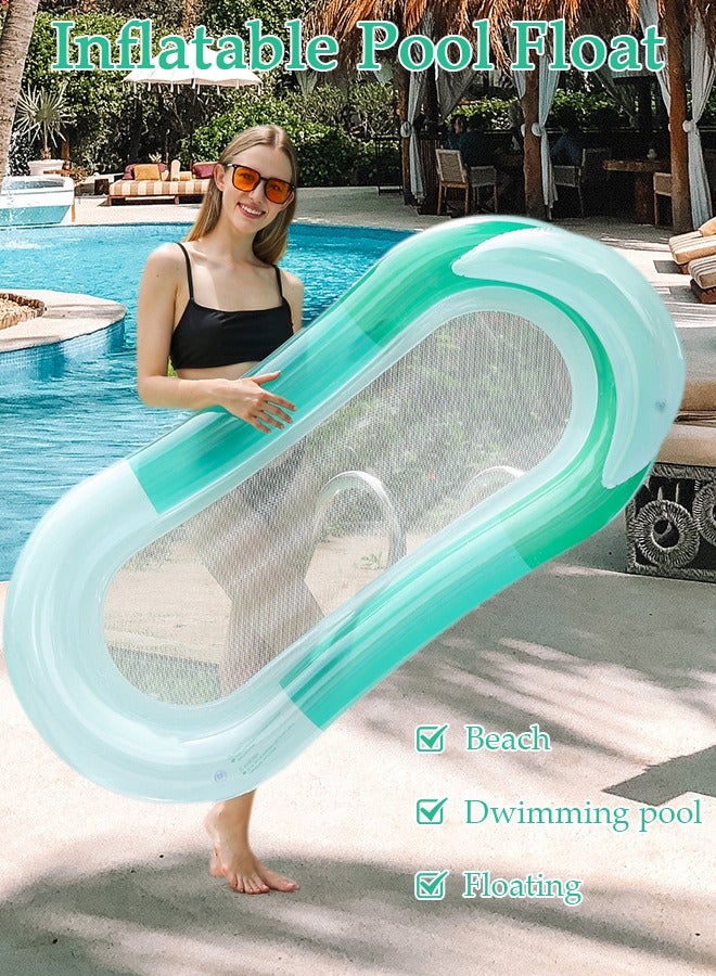 Inflatable Pool Float Lounger Raft for Adults and Kids, 160*90CM Floating Mat Inflatable Contour Lounger with Headrest Ultra-Comfort Cooling Pool Raft Floaty Toys