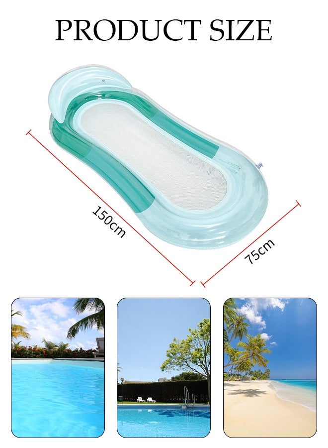 Inflatable Pool Float Lounger Raft for Adults and Kids, 160*90CM Floating Mat Inflatable Contour Lounger with Headrest Ultra-Comfort Cooling Pool Raft Floaty Toys