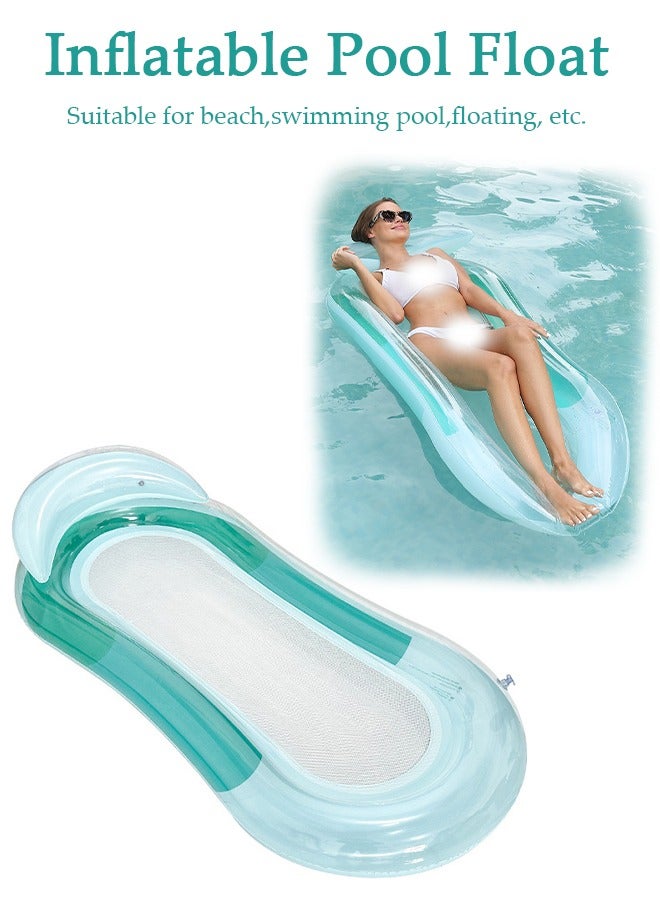 Inflatable Pool Float Lounger Raft for Adults and Kids, 160*90CM Floating Mat Inflatable Contour Lounger with Headrest Ultra-Comfort Cooling Pool Raft Floaty Toys