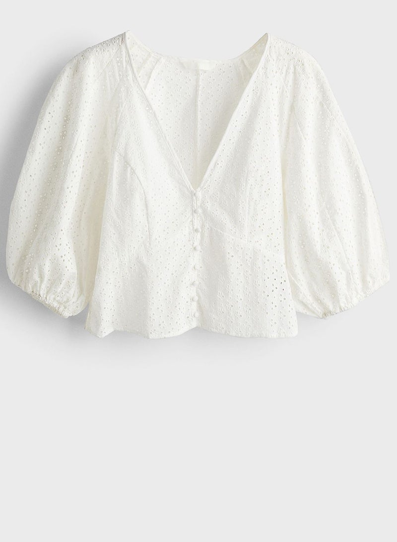 Puff Sleeve Button Down Top