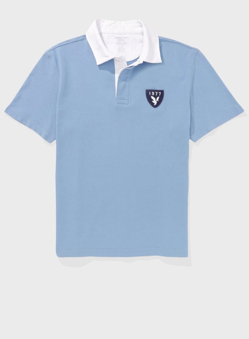 Embroidered Logo Half Sleeve Polo Shirt