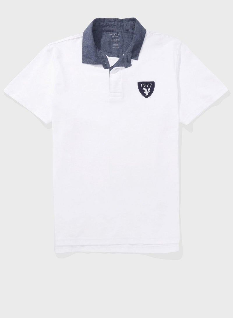 Embroidered Logo Half Sleeve Polo Shirt