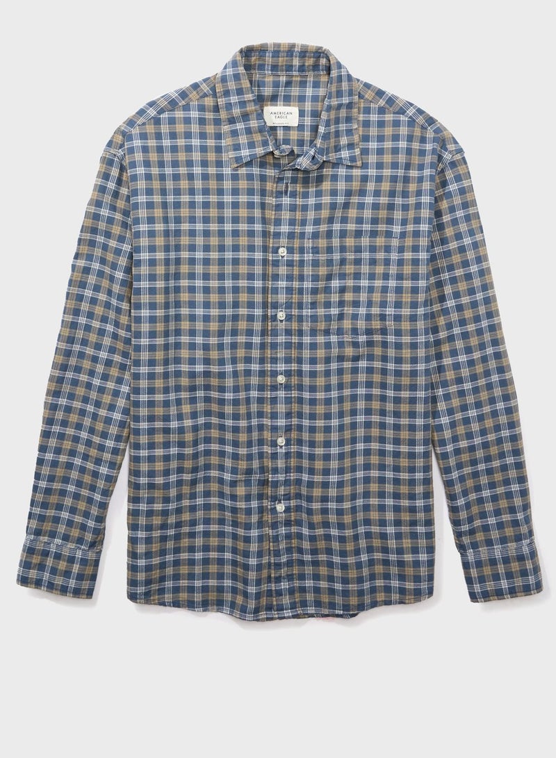 Regular Fit Long Sleeve Checked  Oxford Shirt