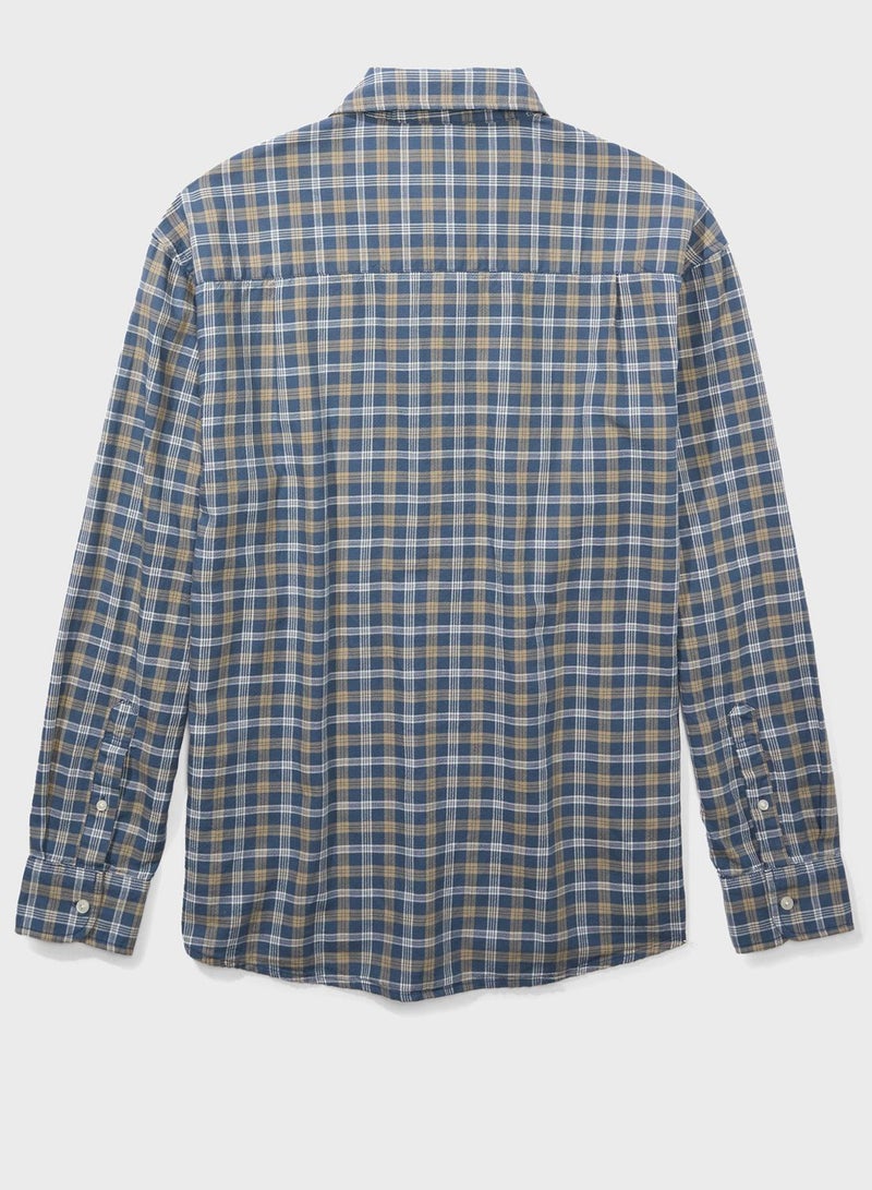 Regular Fit Long Sleeve Checked  Oxford Shirt