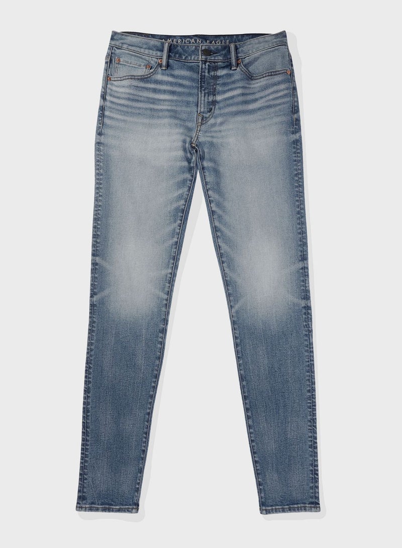 Mid Wash Skinny Fit Jeans