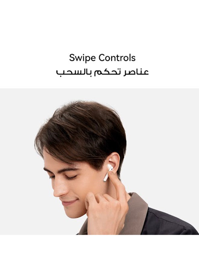 FreeBuds 4E Wireless Bluetooth Earphones, Air-like Comfort, High-Resolution Sound, Swipe Controls, Intelligent Audio Connection, Half-in-ear Mild Noise Cancellation Ceramic White