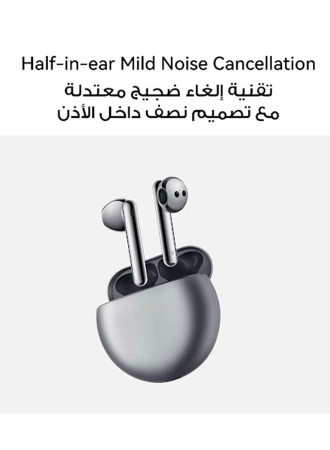 FreeBuds 4E Wireless Bluetooth Earphones, Air-like Comfort, High-Resolution Sound, Swipe Controls, Intelligent Audio Connection, Half-in-ear Mild Noise Cancellation Ceramic White