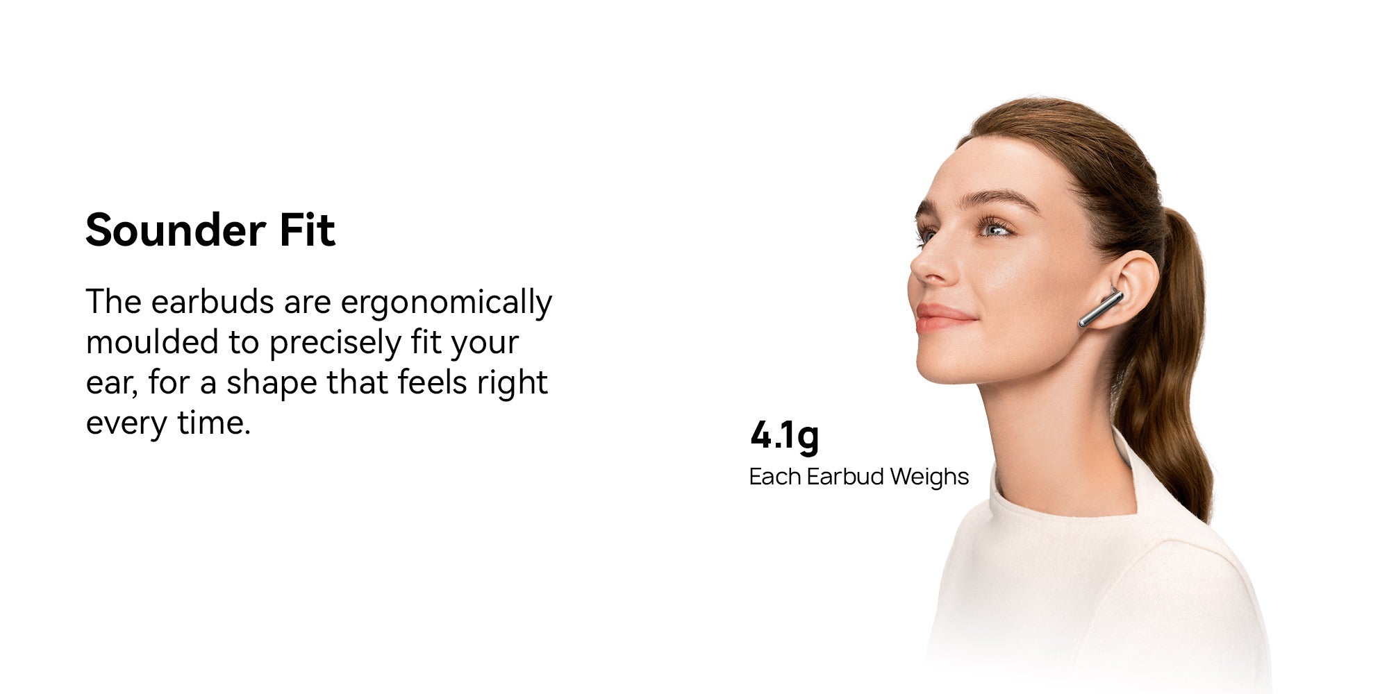FreeBuds 4E Wireless Bluetooth Earphones, Air-like Comfort, High-Resolution Sound, Swipe Controls, Intelligent Audio Connection, Half-in-ear Mild Noise Cancellation Ceramic White