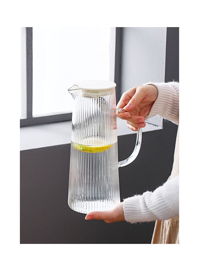 Nordic Style Striped Glass Jug Clear/Brown 9.5x9.5x25cm