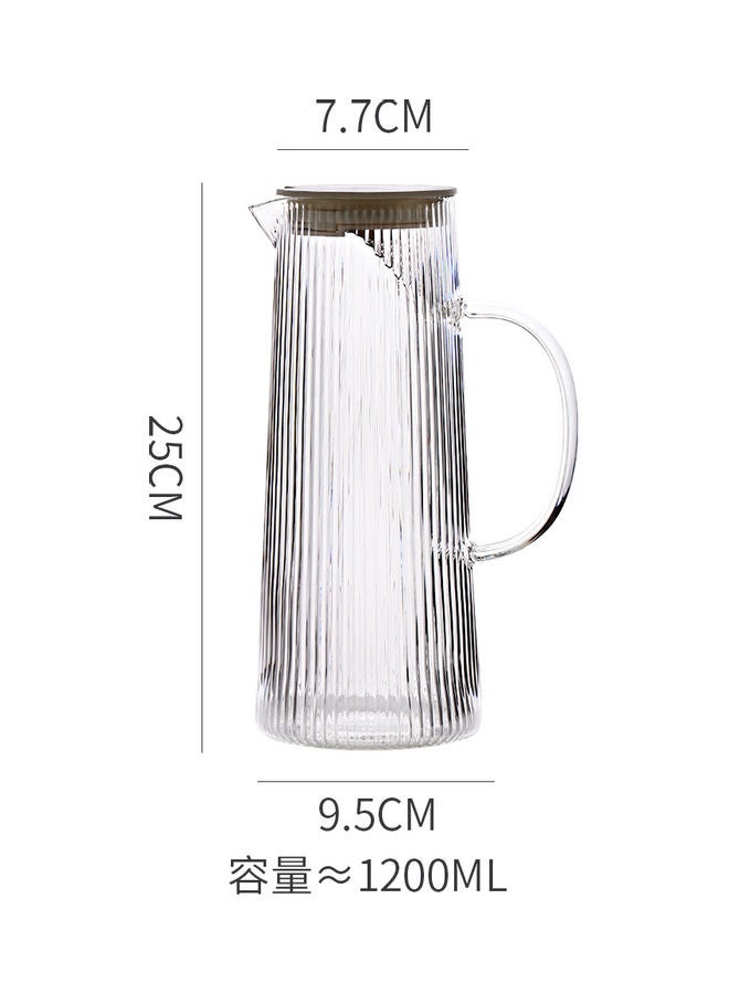 Nordic Style Striped Glass Jug Clear/Brown 9.5x9.5x25cm