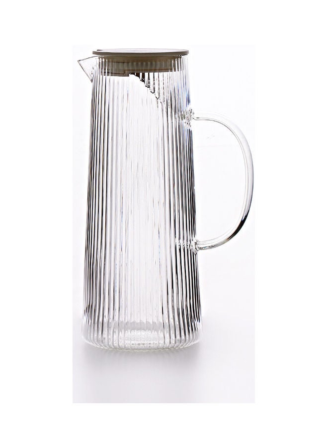 Nordic Style Striped Glass Jug Clear/Brown 9.5x9.5x25cm