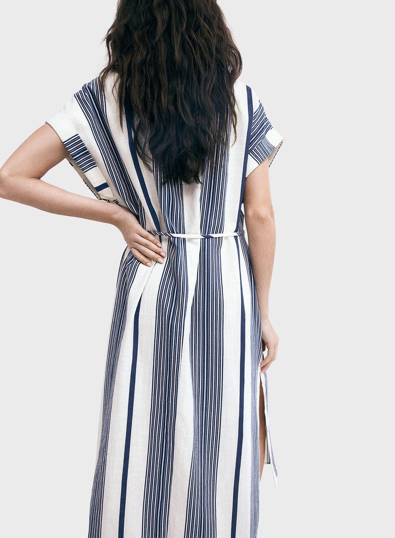 Striped Belted Dress