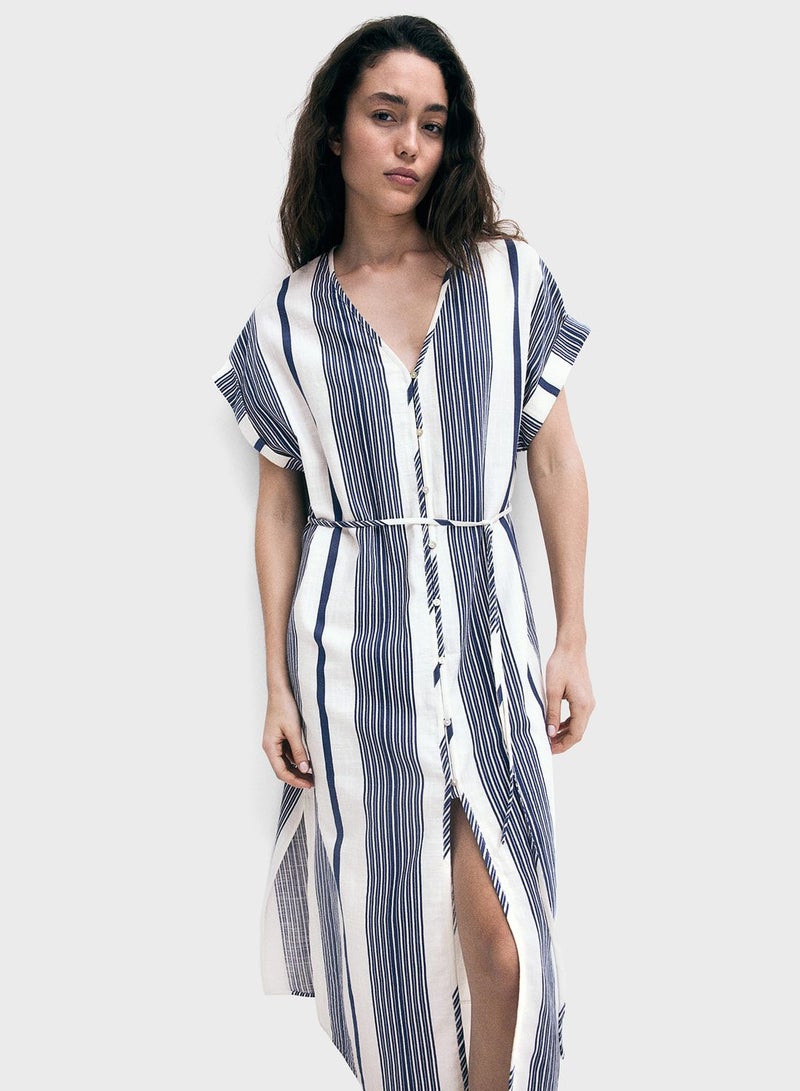 Striped Belted Dress