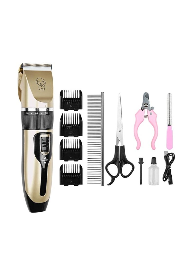 Dog Grooming Kit,Electrical Pet Shaver Clippers, Low Noise, Rechargeable, Cordless, Suitable for Dogs Cats Pets， Pet Grooming Hair Clipper Kit