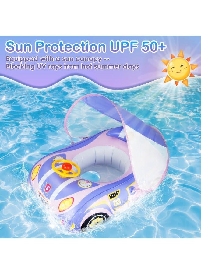 Baby Swimming Pool Floats,Baby Pool Float with Canopy,PVC Infant Swim Floats,Child Kids Inflatable Pool Floats,Summer Swim Float,Floating Mattress Seat Swim Ring,Fun Beach Floaties