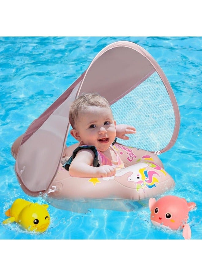 Baby Swimming Pool Floats,Baby Pool Float with Canopy,PVC Infant Swim Floats,Child Kids Inflatable Pool Floats,Summer Swim Float,Floating Mattress Seat Swim Ring,Fun Beach Floaties